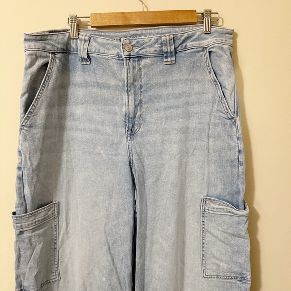 American Eagle Womens Super High Rise Baggy Wide Leg Jean Size 16 Denim - Picture 13 of 15